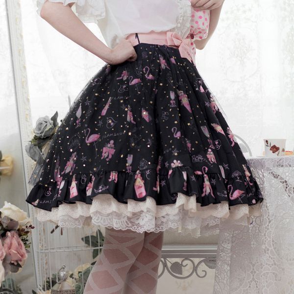 skirts flamingo printed casual lolita skirt elastic waist short a line by idream, Black
skirts flamingo printed casual lolita skirt elastic waist short a line by idream, Black
