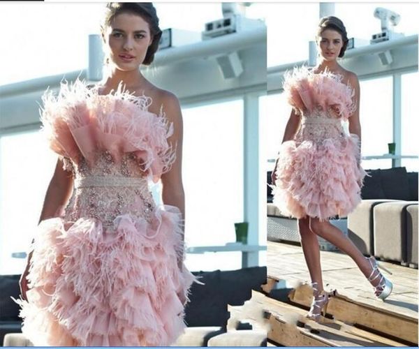 2020 fancy noble pink short homecoming dresses strapless with beaded feather prom dresses back zipper custom made cocktail gowns pleats new, Red
2020 fancy noble pink short homecoming dresses strapless with beaded feather prom dresses back zipper custom made cocktail gowns pleats new, Red