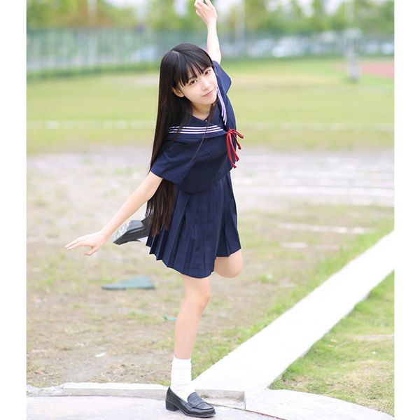 japanese school uniforms for girls cute long-length sailor pleated skirt full sets cos jk costume series d-0180, White
japanese school uniforms for girls cute long-length sailor pleated skirt full sets cos jk costume series d-0180, White