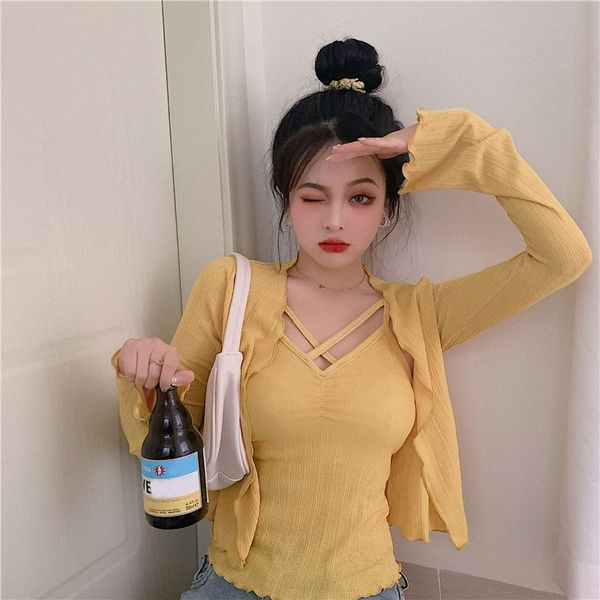 ahxnw korean style solid color sun protection knitted cardigan women's 2020 summer new casual all-match thin wooden ear side long sleev, White;black
ahxnw korean style solid color sun protection knitted cardigan women's 2020 summer new casual all-match thin wooden ear side long sleev, White;black