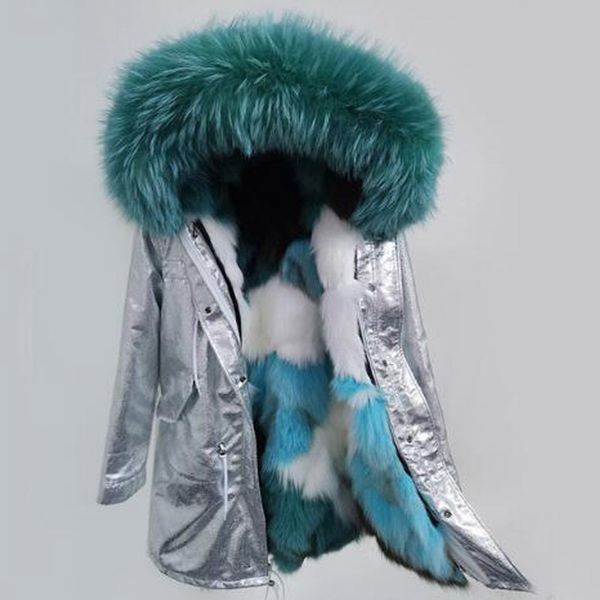 parka silver pu coat real fox fur coat winter jacket women natural raccoon fur collar warm thick parkas detachable, Black
parka silver pu coat real fox fur coat winter jacket women natural raccoon fur collar warm thick parkas detachable, Black