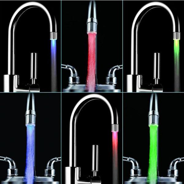 

7 Colors LED Water Shower Head Light Glow LED Faucet With Adapter For Most Faucet Kitchen Bathroom Tap little device fast shipping