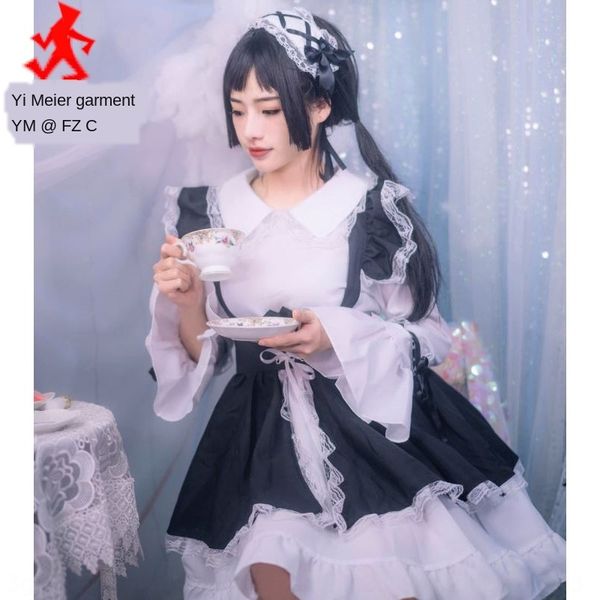 black and white lolita gothic style maid cosplaywear luo lita for middle school dress dress students, Black;red
black and white lolita gothic style maid cosplaywear luo lita for middle school dress dress students, Black;red
