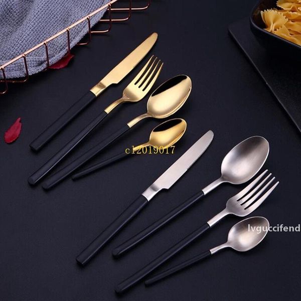 304 stainless steel knife and fork spoon plating gold dumb light l west tableware steak knife and fork