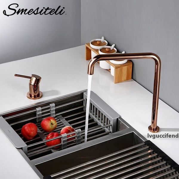 smesiteli 360 degree swivle kitchen faucet solid brass double hole single handle rose gold l-shaped kitchen wash basin faucet t200424
smesiteli 360 degree swivle kitchen faucet solid brass double hole single handle rose gold l-shaped kitchen wash basin faucet t200424