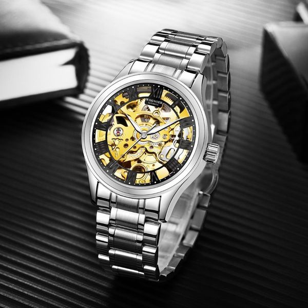 waknoer mechanical watch men stainless waterproof gold wristwatch male watches brand fashion casual montre homme, Slivery;brown
waknoer mechanical watch men stainless waterproof gold wristwatch male watches brand fashion casual montre homme, Slivery;brown