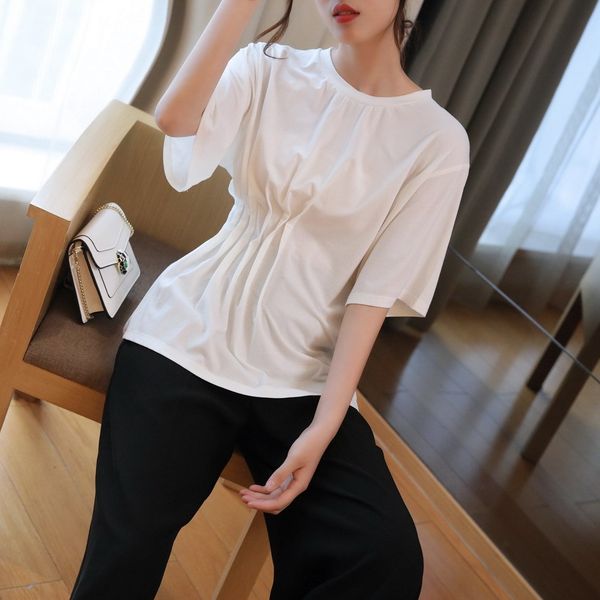 round neck half sleeve women's summer 2020 new short waist solid color korean coat t-shirt style loose short sleeve t-shirt, White
round neck half sleeve women's summer 2020 new short waist solid color korean coat t-shirt style loose short sleeve t-shirt, White