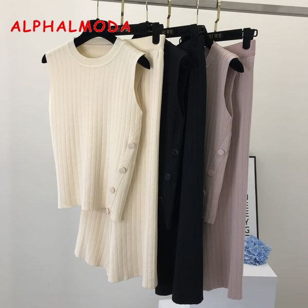 alphalmoda 2020 summer women sleeveless side button knitted vest + fashion broad-legged trousers 2pcs casual knit pants sets, White
alphalmoda 2020 summer women sleeveless side button knitted vest + fashion broad-legged trousers 2pcs casual knit pants sets, White