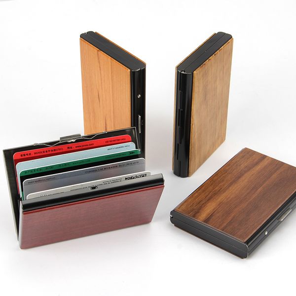 new personal style fashion designer stainless steel metal nature wood business credit card holder rfid blocking wallet, Brown;gray
new personal style fashion designer stainless steel metal nature wood business credit card holder rfid blocking wallet, Brown;gray