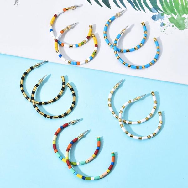 fashion bohemia rainbow tile beads hoop earrings for women vintage coloful circle hoops titanium steel earring jewelry female, Golden;silver
fashion bohemia rainbow tile beads hoop earrings for women vintage coloful circle hoops titanium steel earring jewelry female, Golden;silver