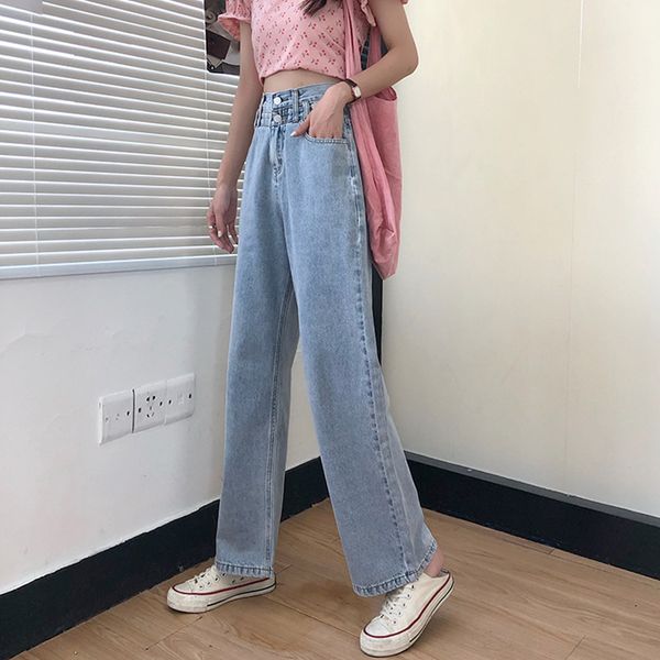 women's jeans s-xl summer korean preppy style loose double buttons high waist straight for womens long denim pants (78376), Blue
women's jeans s-xl summer korean preppy style loose double buttons high waist straight for womens long denim pants (78376), Blue
