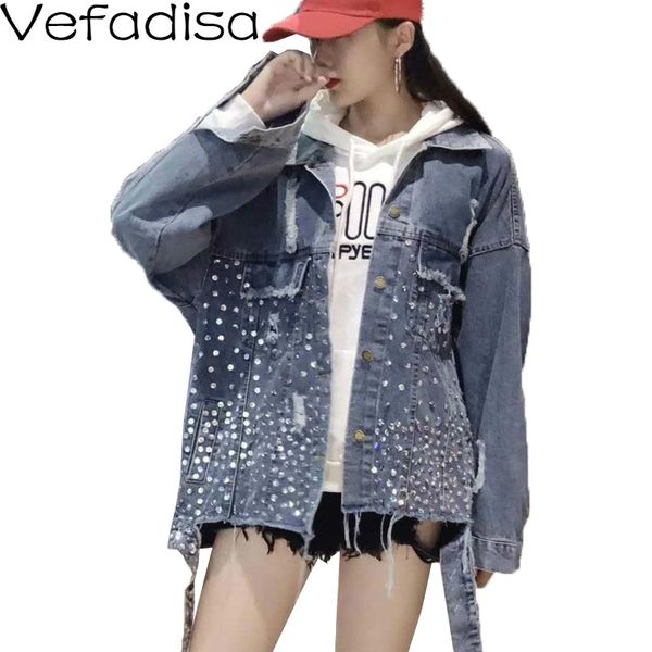 vefadisa diamonds denim jacket sequins women denim coat 2020 autumn lapel single breasted streetwear hole coat qyf3253, Black;brown
vefadisa diamonds denim jacket sequins women denim coat 2020 autumn lapel single breasted streetwear hole coat qyf3253, Black;brown