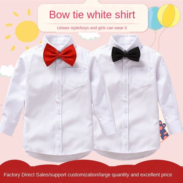 non-iron children long sleeve performance wear primary school uniform women's boys white white ' shirt long-sleeved shirt, White;black 
non-iron children long sleeve performance wear primary school uniform women's boys white white ' shirt long-sleeved shirt, White;black
