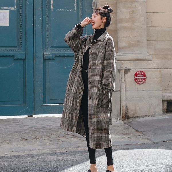 plaid woolen women's wool coat mid-length korean style new student loose knee-high popular autumn and winter coat, Black
plaid woolen women's wool coat mid-length korean style new student loose knee-high popular autumn and winter coat, Black