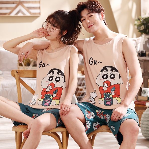 couple's vest cotton thin home clothes home clothes pajamas sling pajamas sling nightdress women's men's summer two-piece sui, Blue;red
couple's vest cotton thin home clothes home clothes pajamas sling pajamas sling nightdress women's men's summer two-piece sui, Blue;red