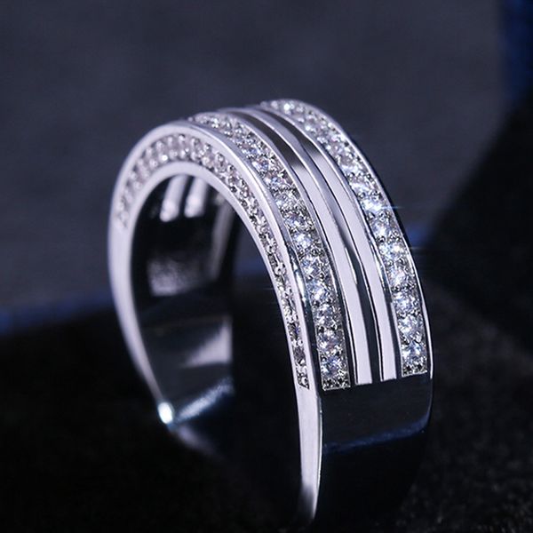 aprilgrass brand finger rings modern stylish micro paved three metal color available fashion round ring manufacture direct selling ring, Silver
aprilgrass brand finger rings modern stylish micro paved three metal color available fashion round ring manufacture direct selling ring, Silver