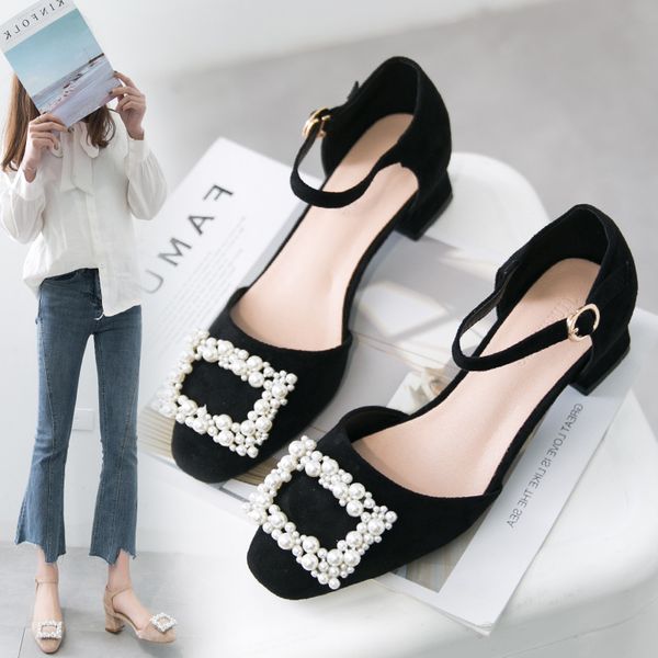 girls shoes sandals single shoes square head mid heel korean fashion women's hollow shallow thick heel single women, Black
girls shoes sandals single shoes square head mid heel korean fashion women's hollow shallow thick heel single women, Black