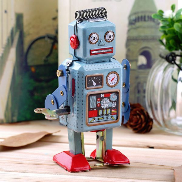 Vintage Mechanical Clockwork Wind Up Metal Walking Robot Tin Toy Kids Gift Worldwide Selling
