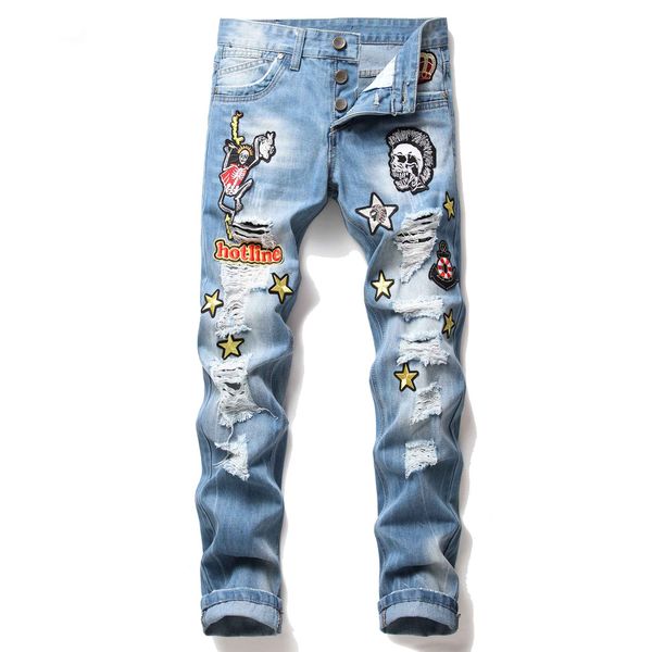hairstylist embroidery jeans blue shabby pants zipper ripped hole bike motorcycle rock revival pants
hairstylist embroidery jeans blue shabby pants zipper ripped hole bike motorcycle rock revival pants