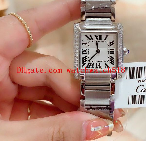 quartz movement w4ta0008 25x20mm white dial diamond bezel steel bracelet 316l luxury sapphire ladies luxury wristwatches, Slivery;brown