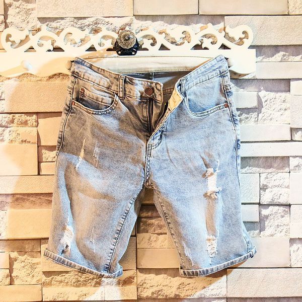 men's jeans summer 2021 fashion teenagers denim shorts brand trendy ripped hole slim small straight feet knee length, Blue
men's jeans summer 2021 fashion teenagers denim shorts brand trendy ripped hole slim small straight feet knee length, Blue