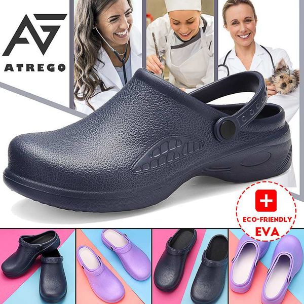 atrego womens chef nursing work safety shoes oil-proof non-slip lightweight waterproof beach flats sandals scrub shoes, Black
atrego womens chef nursing work safety shoes oil-proof non-slip lightweight waterproof beach flats sandals scrub shoes, Black