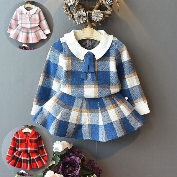 2019 autumn new suit small and medium-sized children's children's large plaid striped knitted dress girls wooden ear woolen dress, Blue
2019 autumn new suit small and medium-sized children's children's large plaid striped knitted dress girls wooden ear woolen dress, Blue