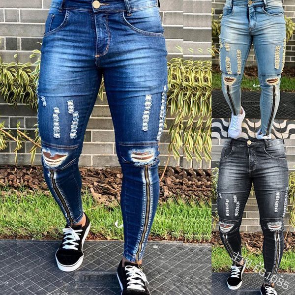 wepbel new men's jeans denim pants fashion holes skinny jeans zipper button summer new trousers, Blue
wepbel new men's jeans denim pants fashion holes skinny jeans zipper button summer new trousers, Blue