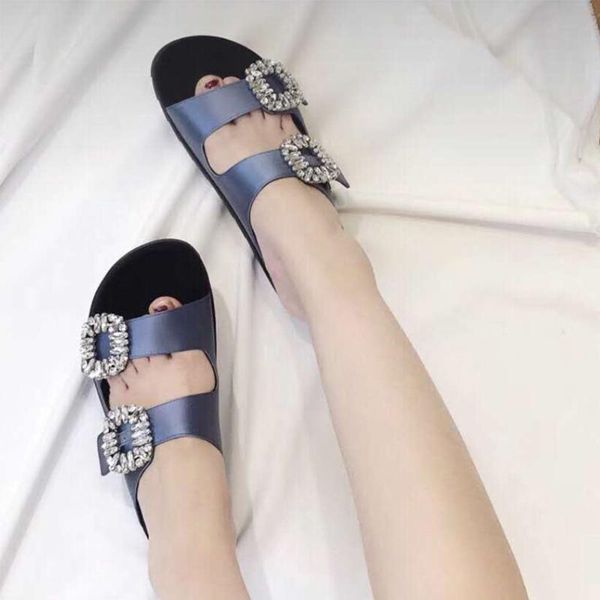 rhinestone double buckle silk sandals beach sandals outdoor sports genuine leather brand design with box and dust bag, Black
rhinestone double buckle silk sandals beach sandals outdoor sports genuine leather brand design with box and dust bag, Black