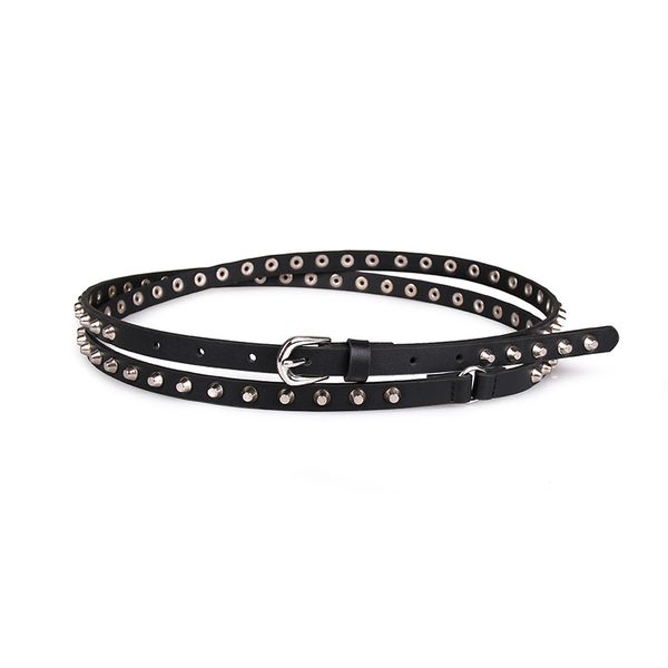 carved strap fine double lap student belt for women's thin girl's casual belts rivet metal decorative dress bl508, Black;brown
carved strap fine double lap student belt for women's thin girl's casual belts rivet metal decorative dress bl508, Black;brown