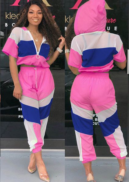 casual sporting tracksuit 2 piece sets summer women mesh splice hooded short sleeve t-shirt high waist pants set club outfits, Gray
casual sporting tracksuit 2 piece sets summer women mesh splice hooded short sleeve t-shirt high waist pants set club outfits, Gray