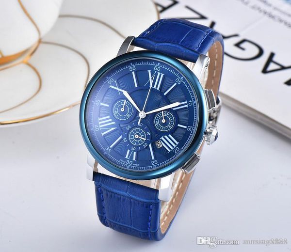 2019 fashion new quartz movement men's watch leather strap sports watch multicolor 45mm popular business elegant gifts, Slivery;brown
2019 fashion new quartz movement men's watch leather strap sports watch multicolor 45mm popular business elegant gifts, Slivery;brown