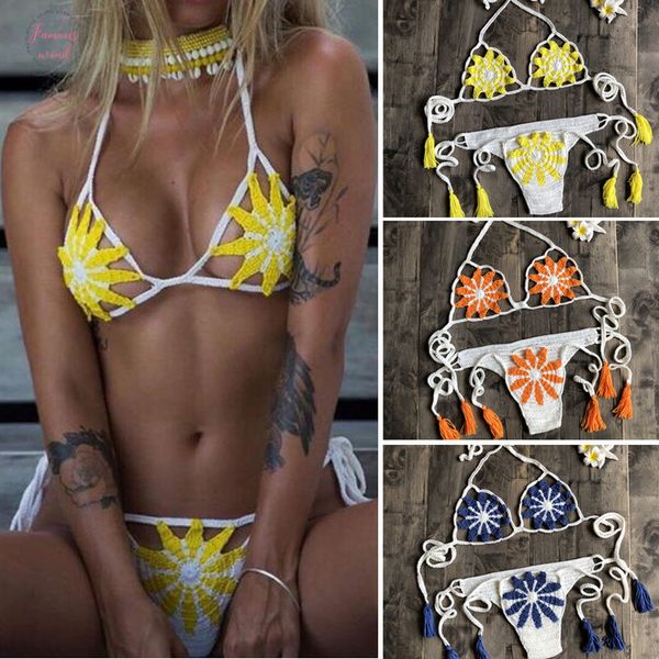 women color matching bikini set beach split swimsuit crochet floral flower backless bras thong bottoms, White;black
women color matching bikini set beach split swimsuit crochet floral flower backless bras thong bottoms, White;black