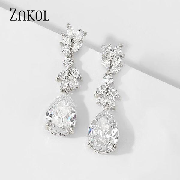 zakol white color water drop cubic zircon chandelier dangle earrings for women flower crystal bridal wedding jewelry fsep2410, Silver
zakol white color water drop cubic zircon chandelier dangle earrings for women flower crystal bridal wedding jewelry fsep2410, Silver
