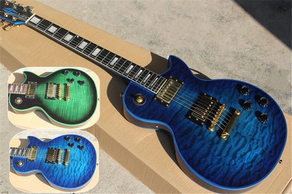 custom blue electric guitar quilted maple mahogany body blue bindings fixed bridge gold knobs 22 frets rosewood fretboard
custom blue electric guitar quilted maple mahogany body blue bindings fixed bridge gold knobs 22 frets rosewood fretboard