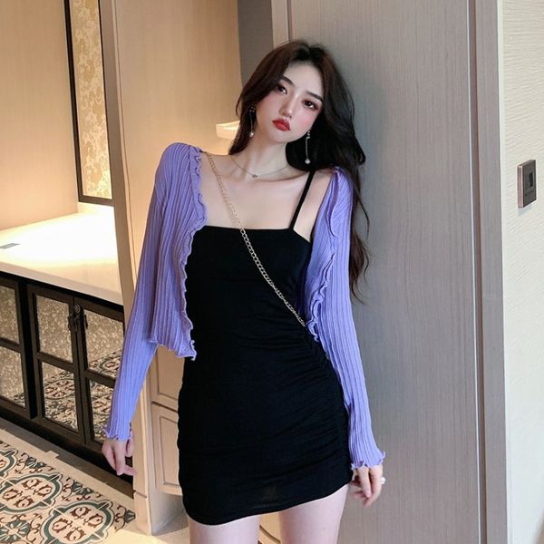 2020 early autumn new scheming suspender skirt long-sleeved sweater cardigan sunscreen jacket two-piece suit female, White
2020 early autumn new scheming suspender skirt long-sleeved sweater cardigan sunscreen jacket two-piece suit female, White