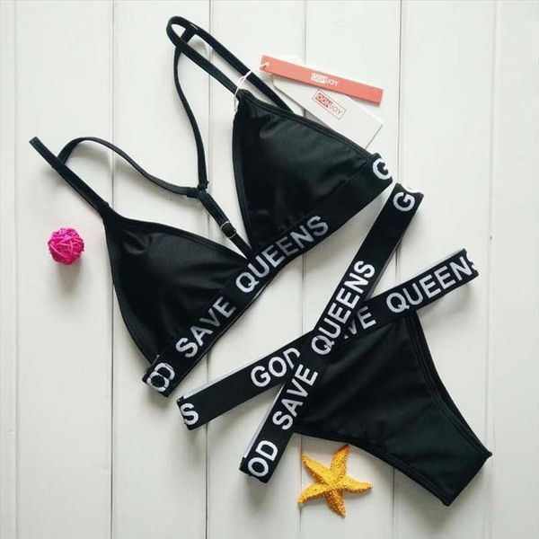 god save queens letter print bikini set women swimsuit cross strappy bandage bathing suit s xl paded swimwear brazilian monokini, White;black
god save queens letter print bikini set women swimsuit cross strappy bandage bathing suit s xl paded swimwear brazilian monokini, White;black