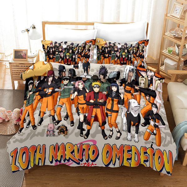 

3D Cartoon Bedding Set Print Naruto Kids Adult Bedclothes Bed Duvet Cover Set Twin Queen King Size Pillowcases Comforter Covers