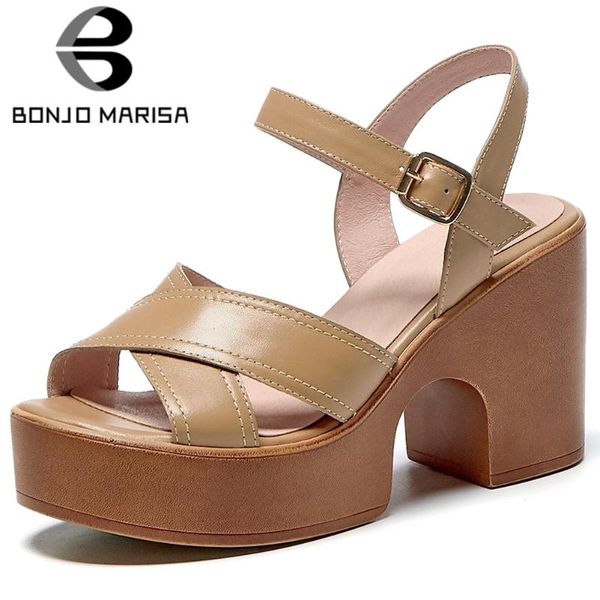 bonjomarisa concise female genuine leather fashion high block heels sandals women cool dress platform shoes woman, Black
bonjomarisa concise female genuine leather fashion high block heels sandals women cool dress platform shoes woman, Black