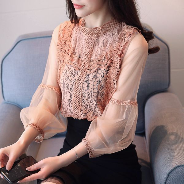 women's blouses & shirts litfun 2021 spring korean fashion crochet lace shirt hollow out gauze mesh lantern sleeve chiffon blouse women, White
women's blouses & shirts litfun 2021 spring korean fashion crochet lace shirt hollow out gauze mesh lantern sleeve chiffon blouse women, White