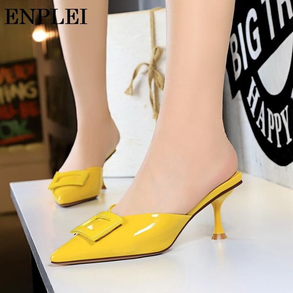 enplei sandals women party banquet high-heel pumps shallow mouth pointed solid color belt buckle slides slippers size 34-40 6cm, Black
enplei sandals women party banquet high-heel pumps shallow mouth pointed solid color belt buckle slides slippers size 34-40 6cm, Black
