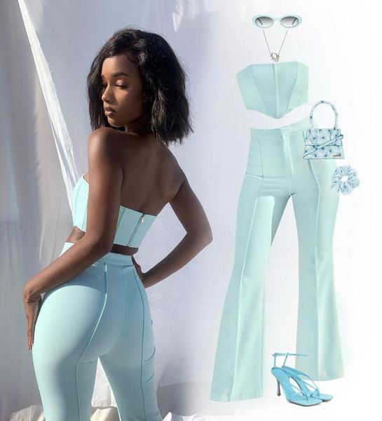 2020 new fashion female solid color exposed navel tube trousers flared trousers two-piece suit off-the-shoulder set, White
2020 new fashion female solid color exposed navel tube trousers flared trousers two-piece suit off-the-shoulder set, White