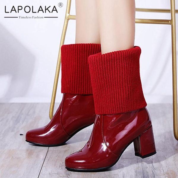 lapolaka new fashion 2020 plus size 48 chunky high heels mid calf boots woman shoes patent leather comfy warm plush winter boots, Black
lapolaka new fashion 2020 plus size 48 chunky high heels mid calf boots woman shoes patent leather comfy warm plush winter boots, Black