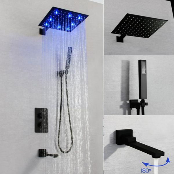2020 new design l shower set with brass thermostat mixer diverter,300x300mm large rainfall led shower head,spout black finish
2020 new design l shower set with brass thermostat mixer diverter,300x300mm large rainfall led shower head,spout black finish
