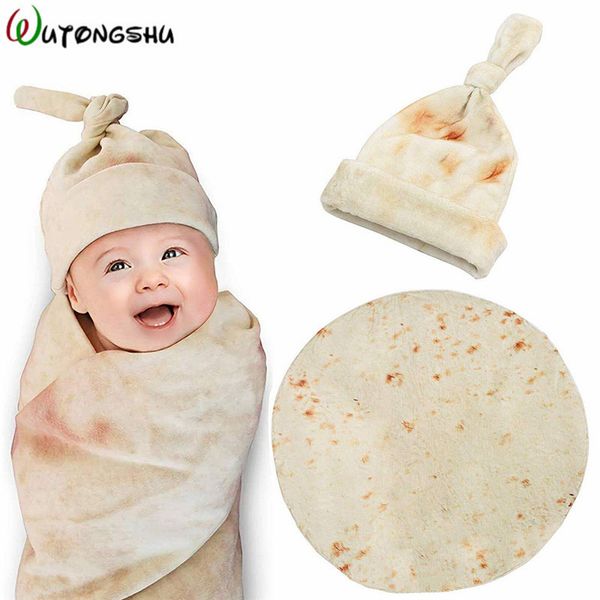 Burrito Baby Blanket Swaddle Flour Tortilla Swaddle Blanket Sleeping Wrap With Hat
