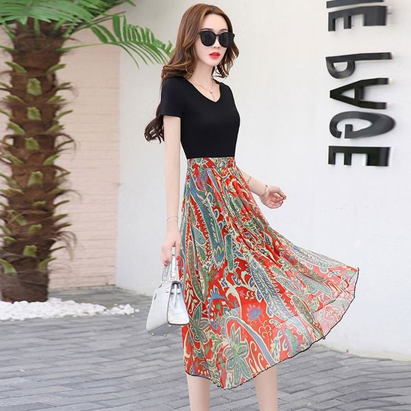 se9ar women's dress 2019 new elegant short sleeve fashion slimming women's v-neck flower clothing 2019v collar flower summer cloth, Black;gray
se9ar women's dress 2019 new elegant short sleeve fashion slimming women's v-neck flower clothing 2019v collar flower summer cloth, Black;gray