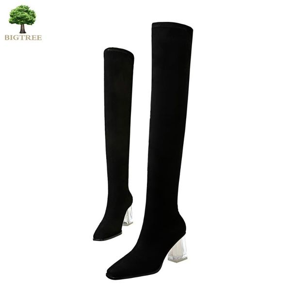 big tree korean version fashion boots women transparent crystal heel brand woman shoes over the knee, Black
big tree korean version fashion boots women transparent crystal heel brand woman shoes over the knee, Black