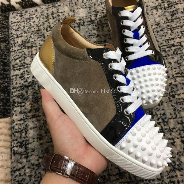 men fashion low red bottom casual spikes shoes women lace up toe with suede velvets sneakers,luxury designers junior orlato mens trainer, Black
men fashion low red bottom casual spikes shoes women lace up toe with suede velvets sneakers,luxury designers junior orlato mens trainer, Black