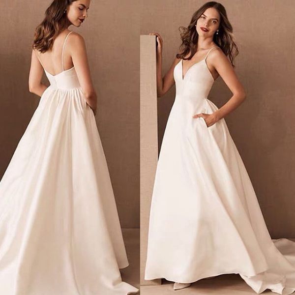 spaghetti a-line wedding dresses small tail arabic dubai bridal gowns floor length vestido de novia robe de mariee, White
spaghetti a-line wedding dresses small tail arabic dubai bridal gowns floor length vestido de novia robe de mariee, White