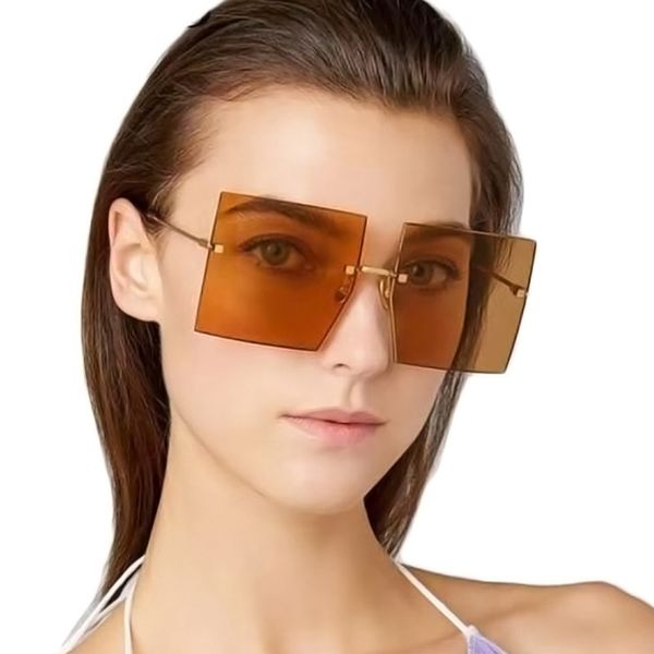 2020 new oversized rimless square sunglasses women designer fashion big clear sun glasses tinted color lens shades, White;black
2020 new oversized rimless square sunglasses women designer fashion big clear sun glasses tinted color lens shades, White;black